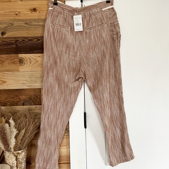 NWT Free People Light At Sunrise High-Rise Striped Pants Caraway Brown - Picture 4 of 4